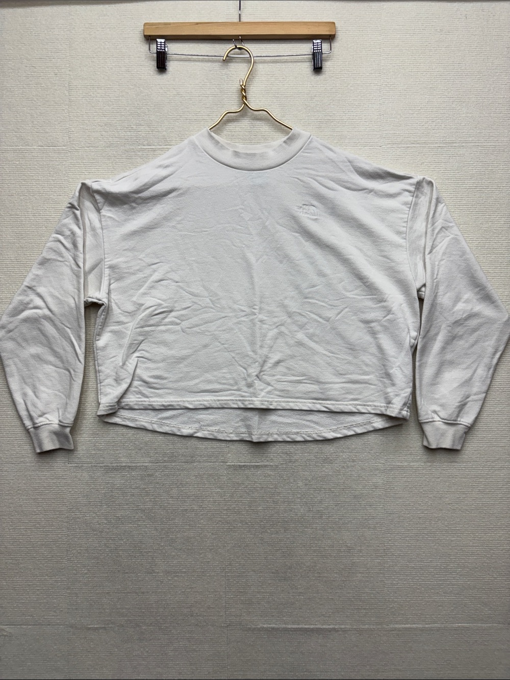The North Face large Light Cream Cropped Crewneck Sweater
